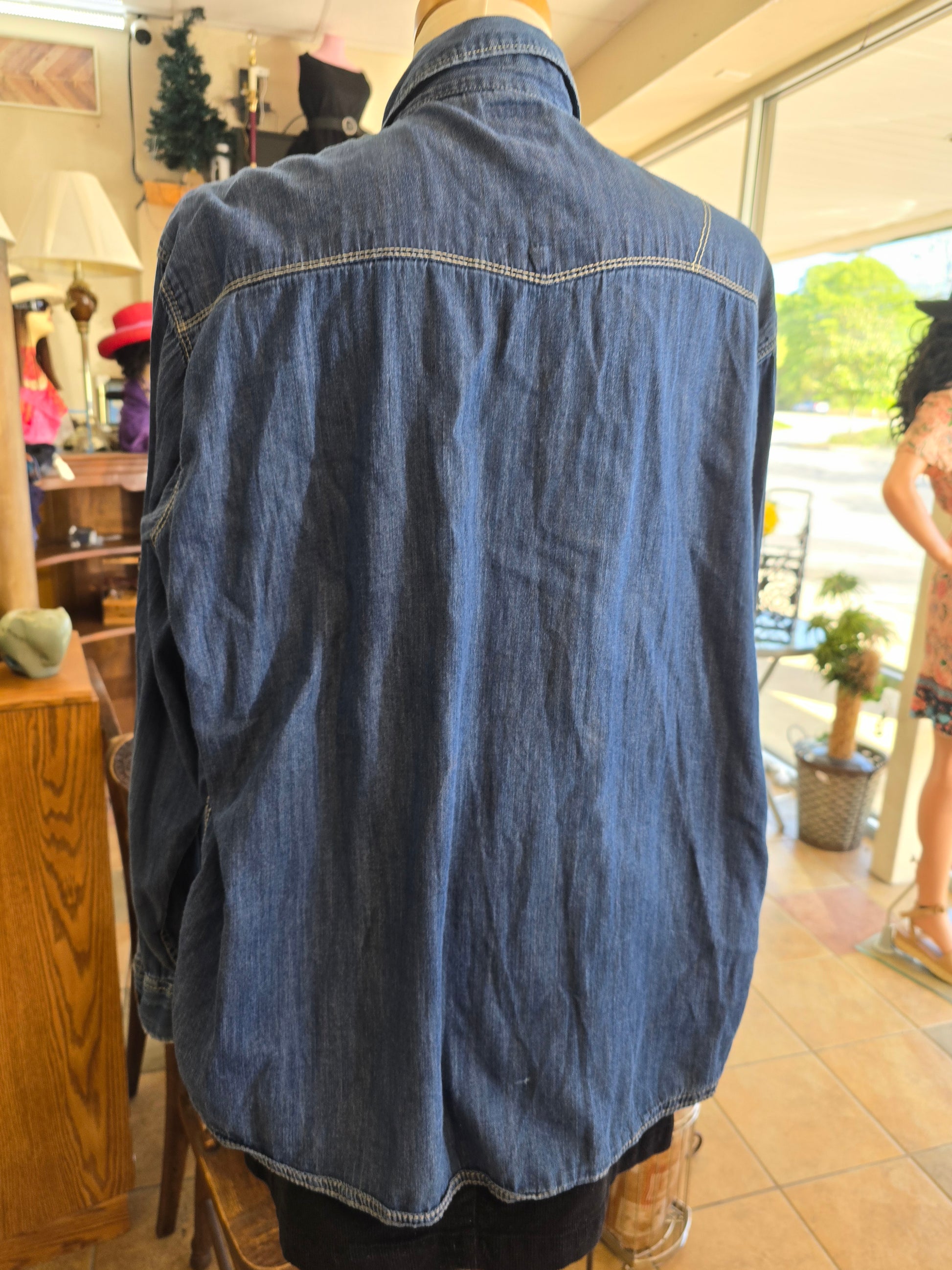 Long sleeve denim blouse 1X image 10