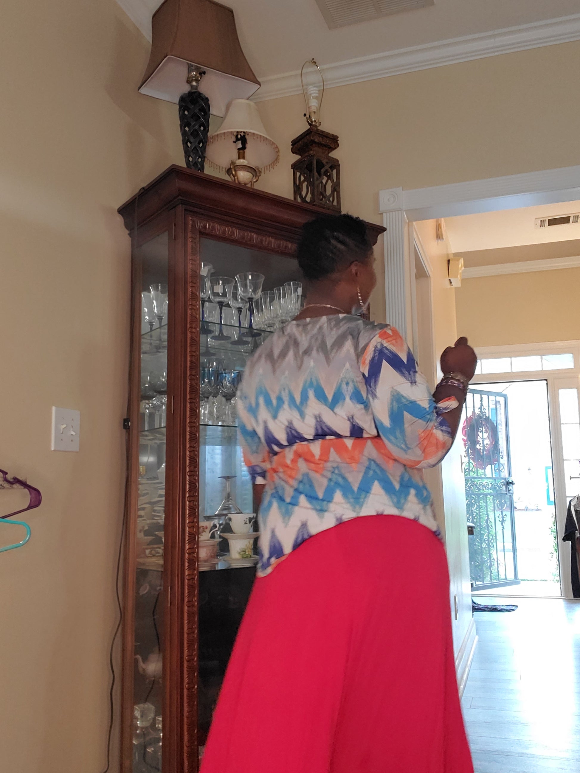 Woman blue and orange multicolor color blouse  image 7