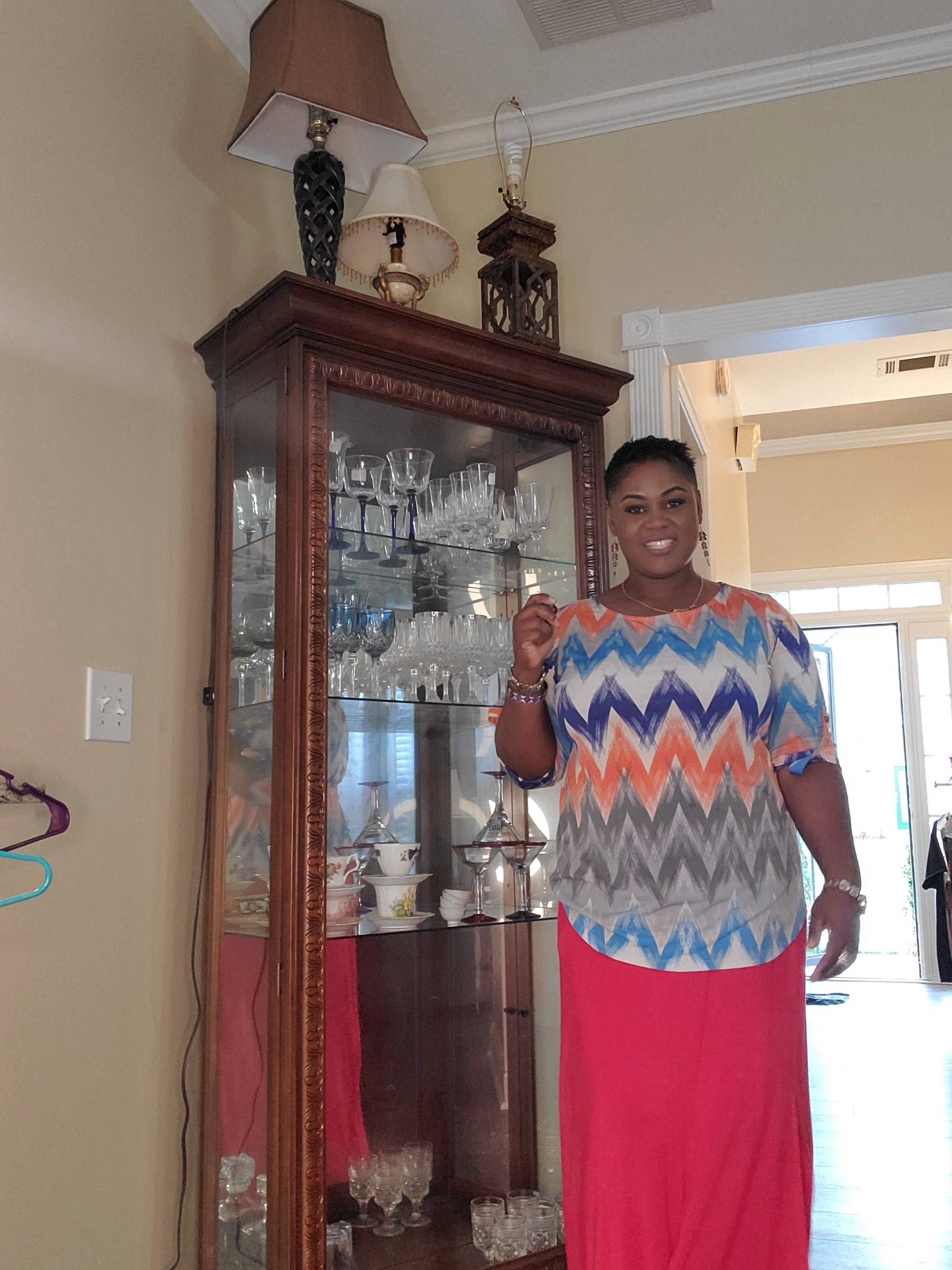 Woman blue and orange multicolor color blouse  image 8