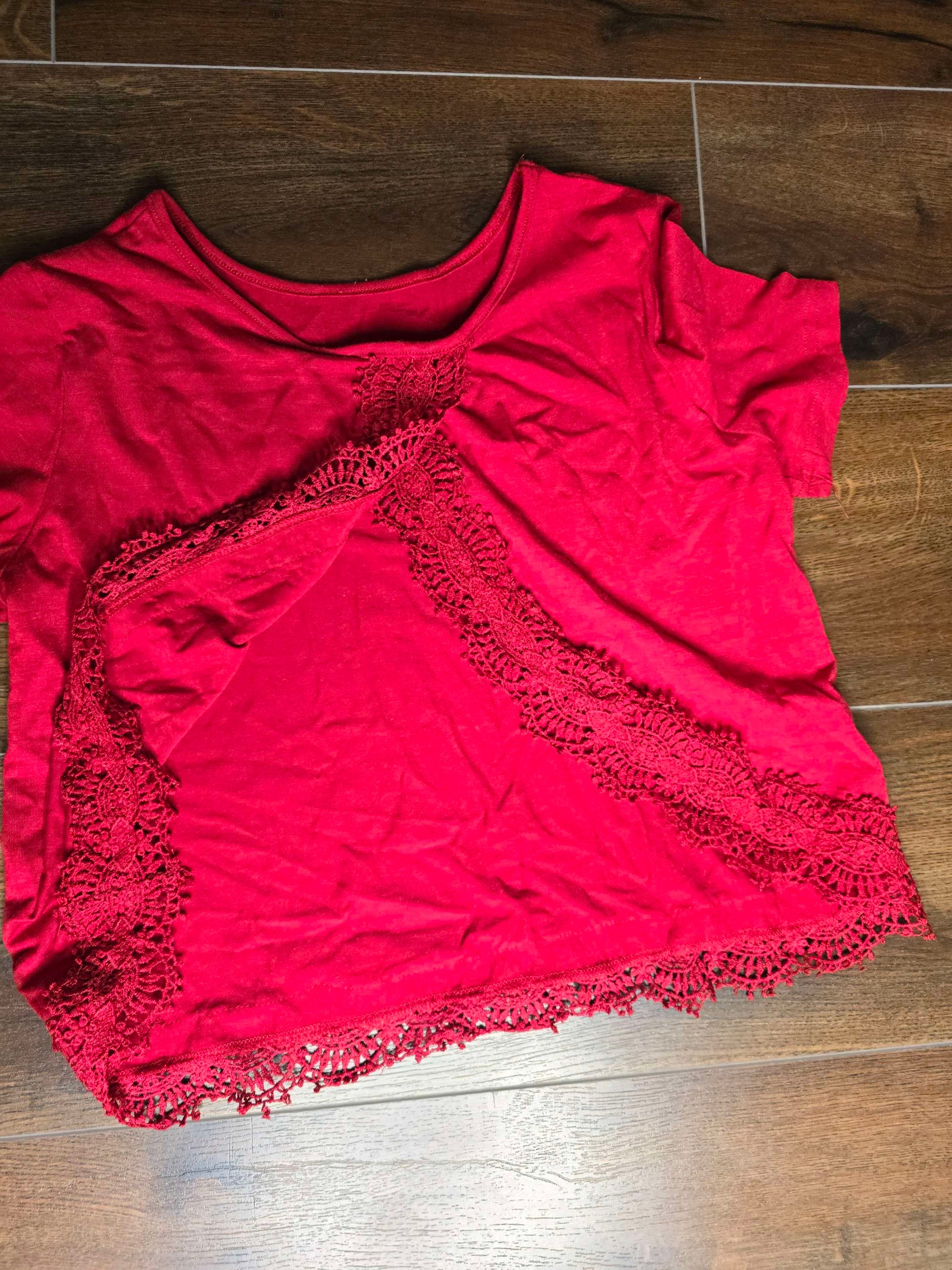 Lace detailed red blouse S image 6