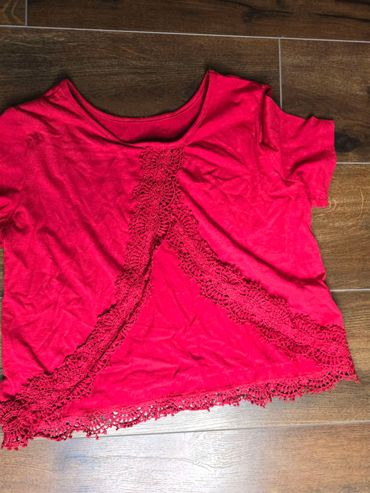 Lace detailed red blouse S image 0