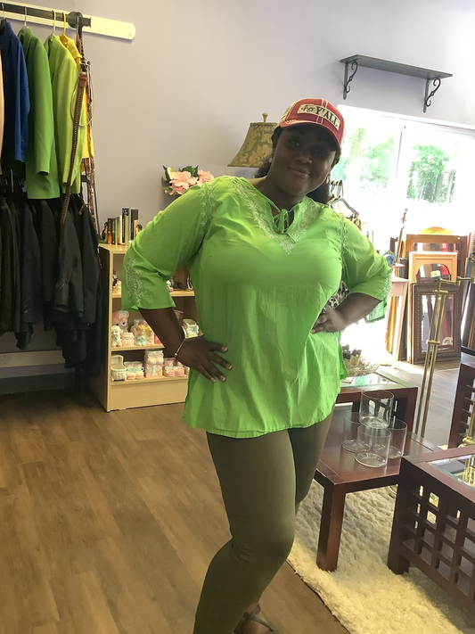 Lime green flowy blouse - 1X image 0