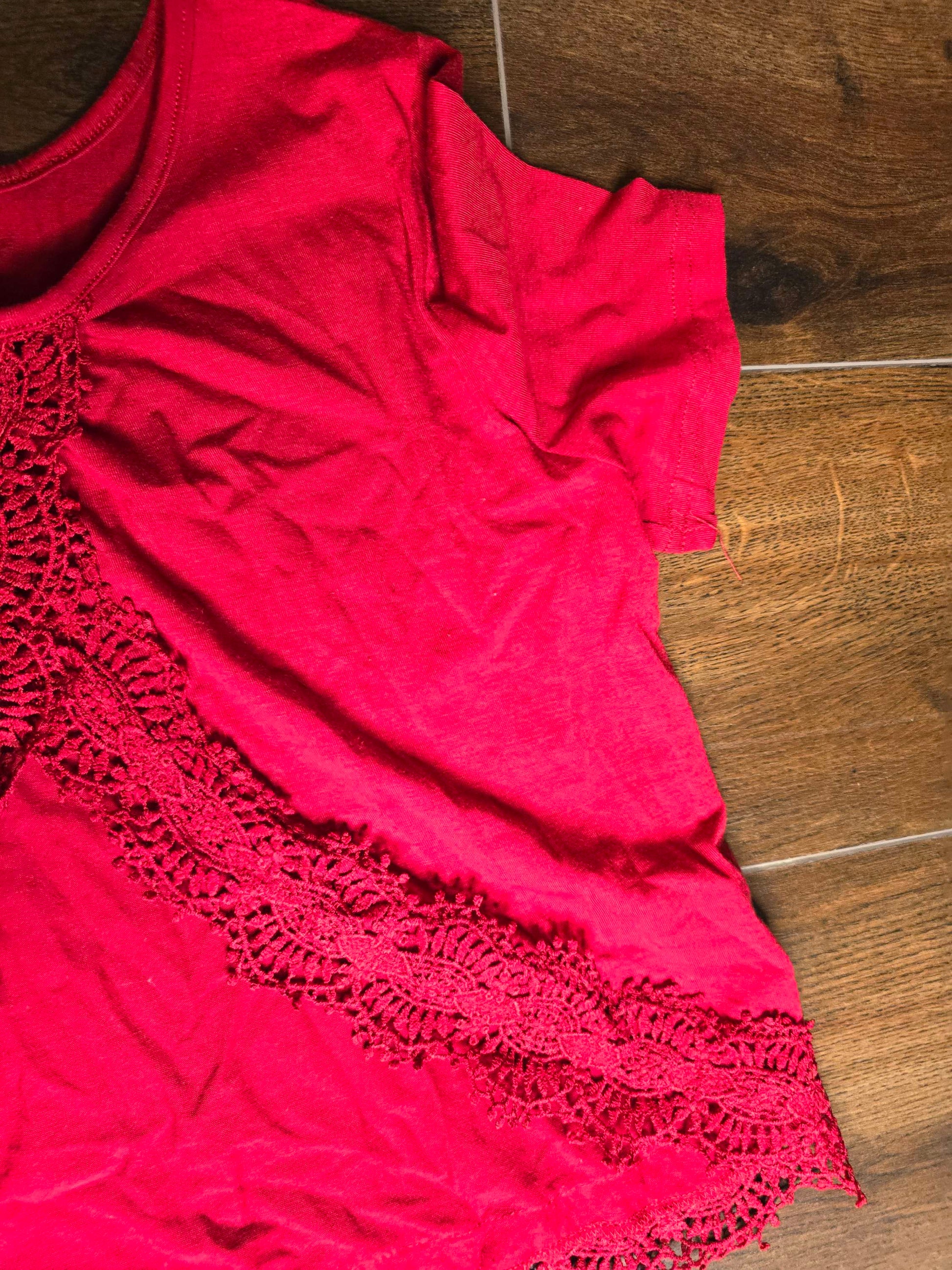 Lace detailed red blouse S image 3
