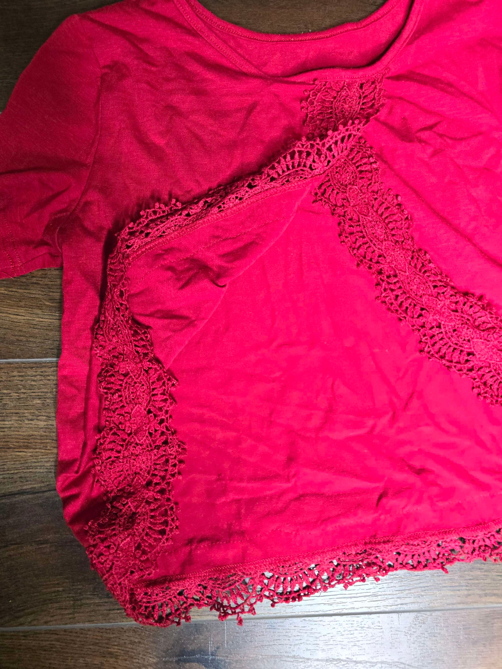 Lace detailed red blouse S image 4