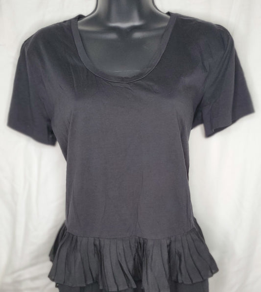 J crew pleated hem black blouse size 8 image 0
