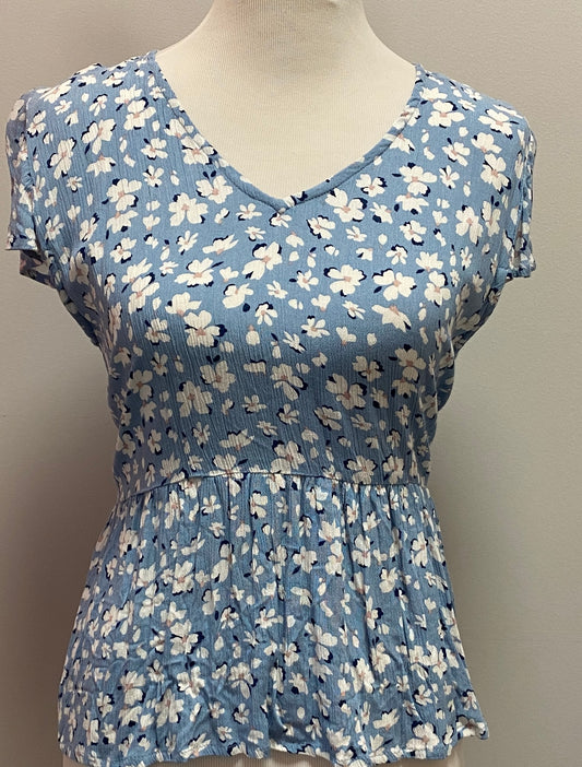 Sim & Sam Blue Floral Print Blouse (L) image 0