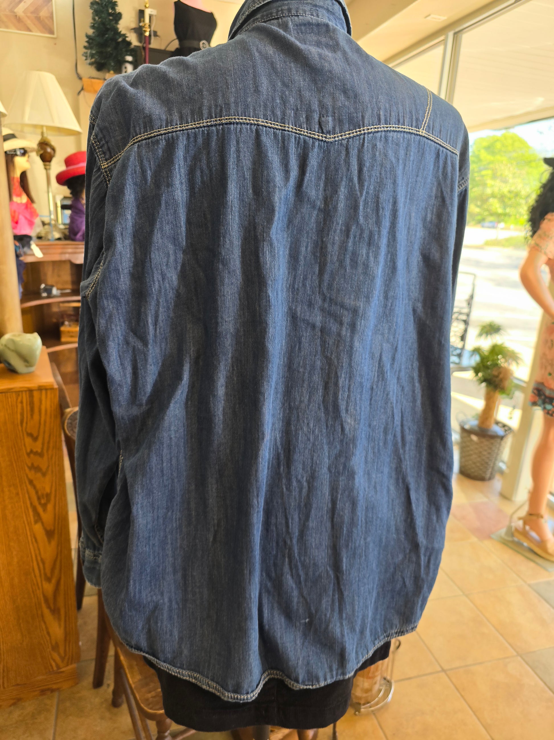 Long sleeve denim blouse 1X image 9